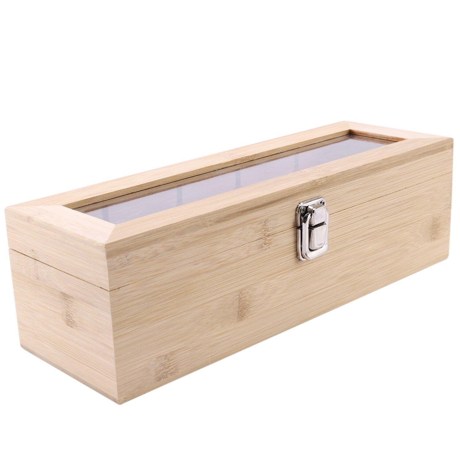 Bamboo System Tea Bag Jewelry Organizer Storage Box 5 Compartments Tea Box Organizer Wood Sugar Packet Container