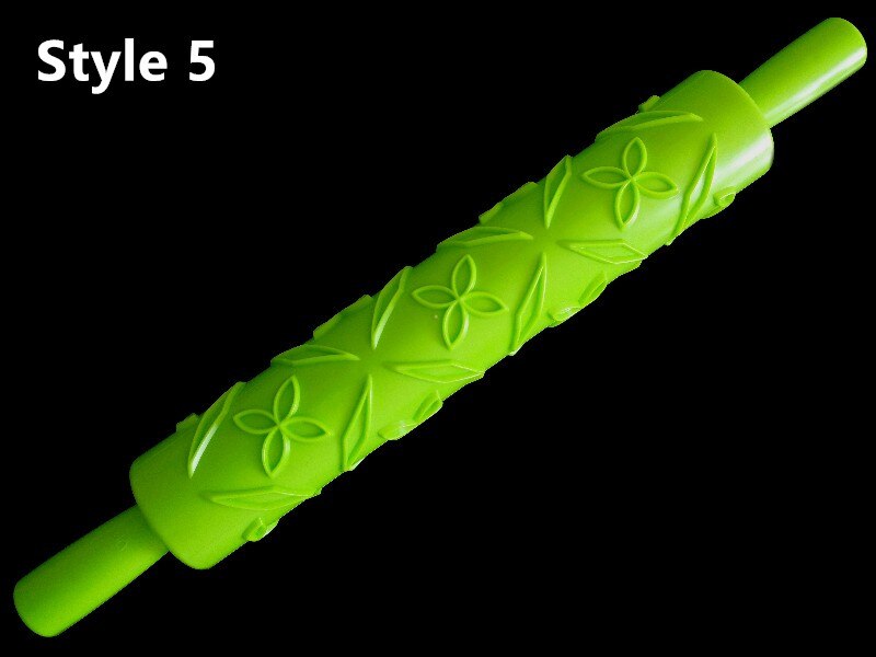 Rouleau à pâtisserie en plastique, outil de décoration de pâtisserie, pour gaufrage, Fondant, artisanat, motif de fleur, cœur: Style 5