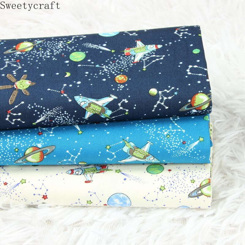 Tela de algodón de 110x45cm de grosor, tejido con estampado de cielo estrellado, bolsa de costura hecha a mano, Material de mosaico, accesorios para el hogar, textil