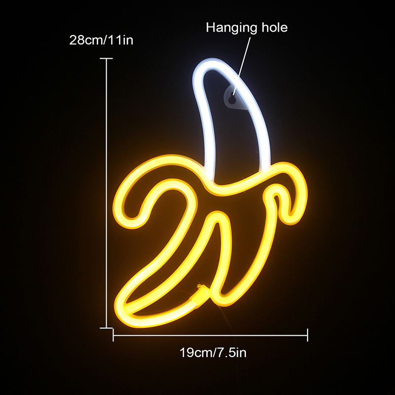 Wanxing Banana Neon Signs LED USB/Battery Powered Neon Lights for Christmas Room Wall Kids Bedroom Birthday Party Bar Decor