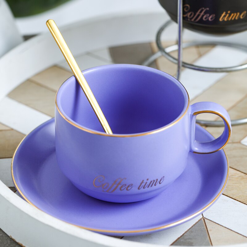 Nordiska kaffekoppset guldkant te kopp och fat porslin kaffemuggar te set tazas de ceramica mate koppar  ac50bd