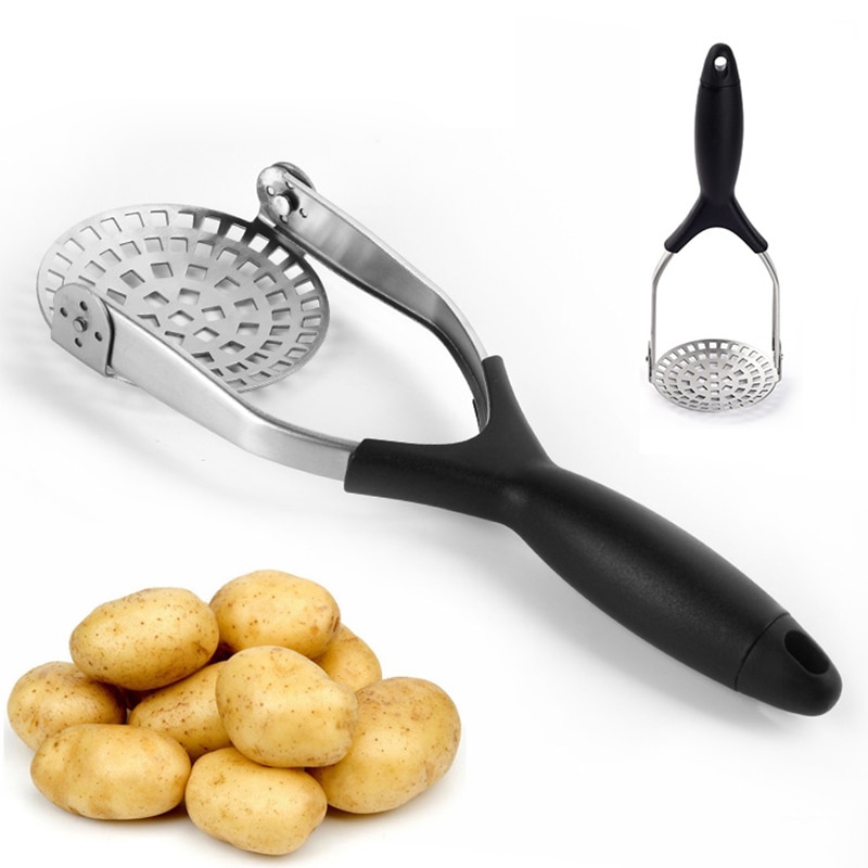 Potato Masher With Broad Mashing Plate Stainless Steel Pusher Smooth Mashed Potatoes Fruit Vegetable Tools Press Crusher