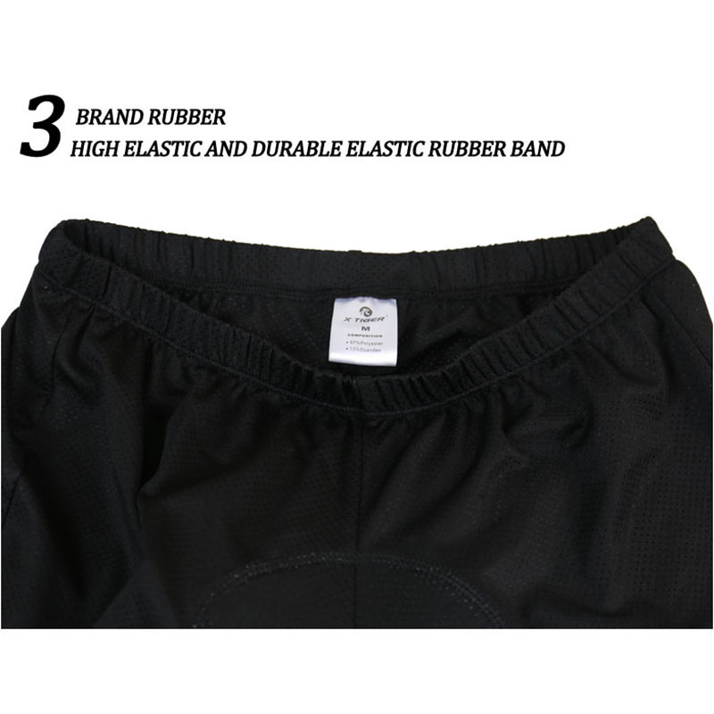 X-Tiger Short de cyclisme en maille respirante antichoc sous-vêtements 5D Pro épaissie Gel Pad Short de cyclisme