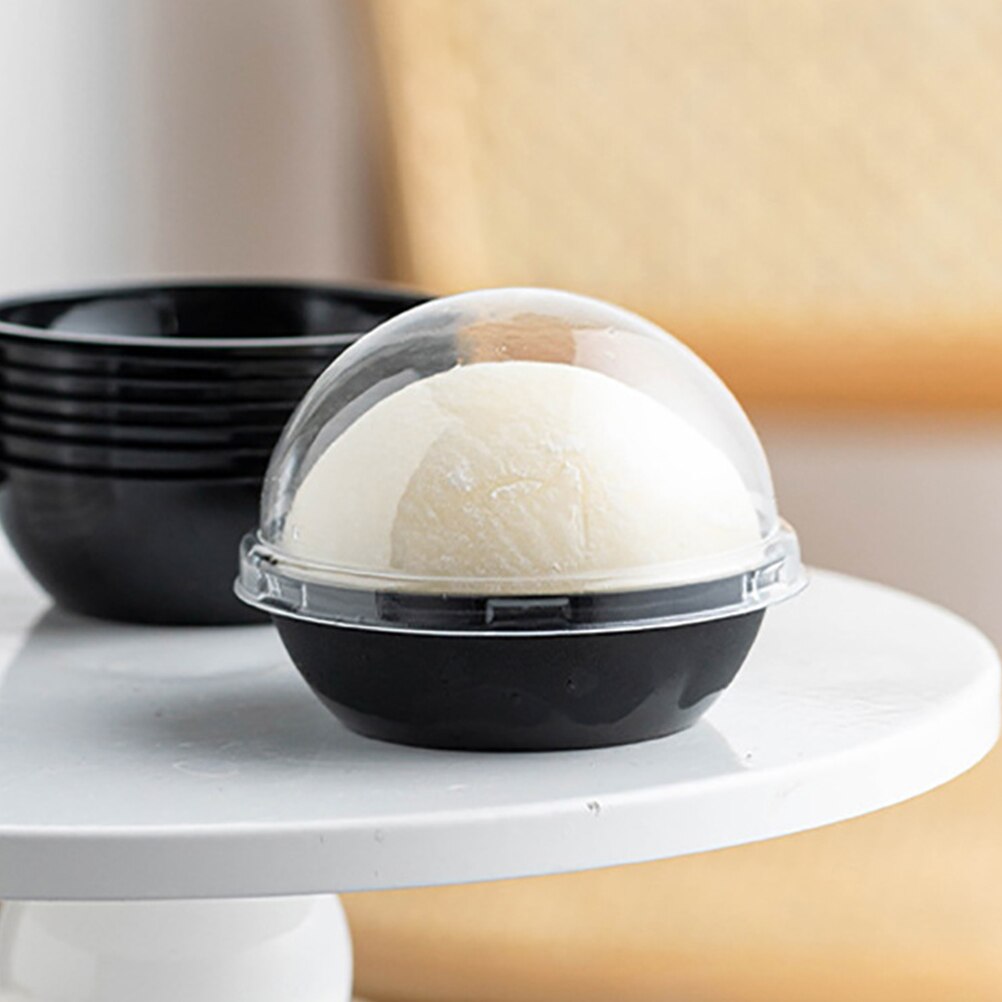 50pcs Transparent Plastic Dome Boxes Cookie Boxes Clear Dome Dessert Packaging Box