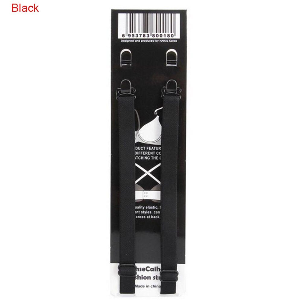 1PC Candy Elastic Shoulder Bra Strap Back Cross Slip-Resistant Adjustable Girl Bra Straps Summer Style Colorful Bra Strap: Black