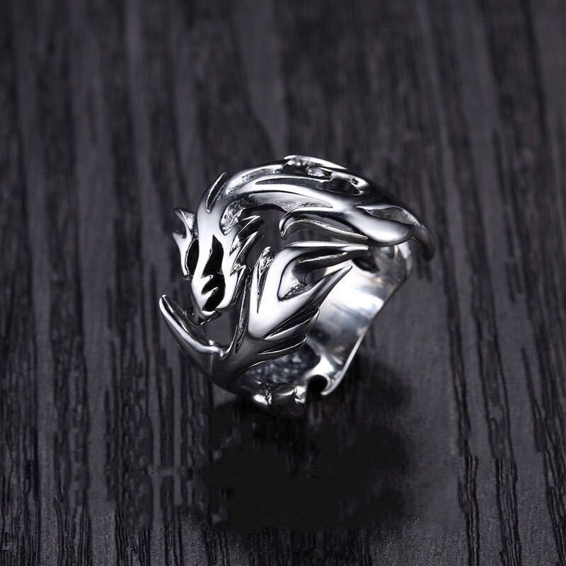 domineering flame dragon ring men's retro opening adjustable ring to make old men's ring personality