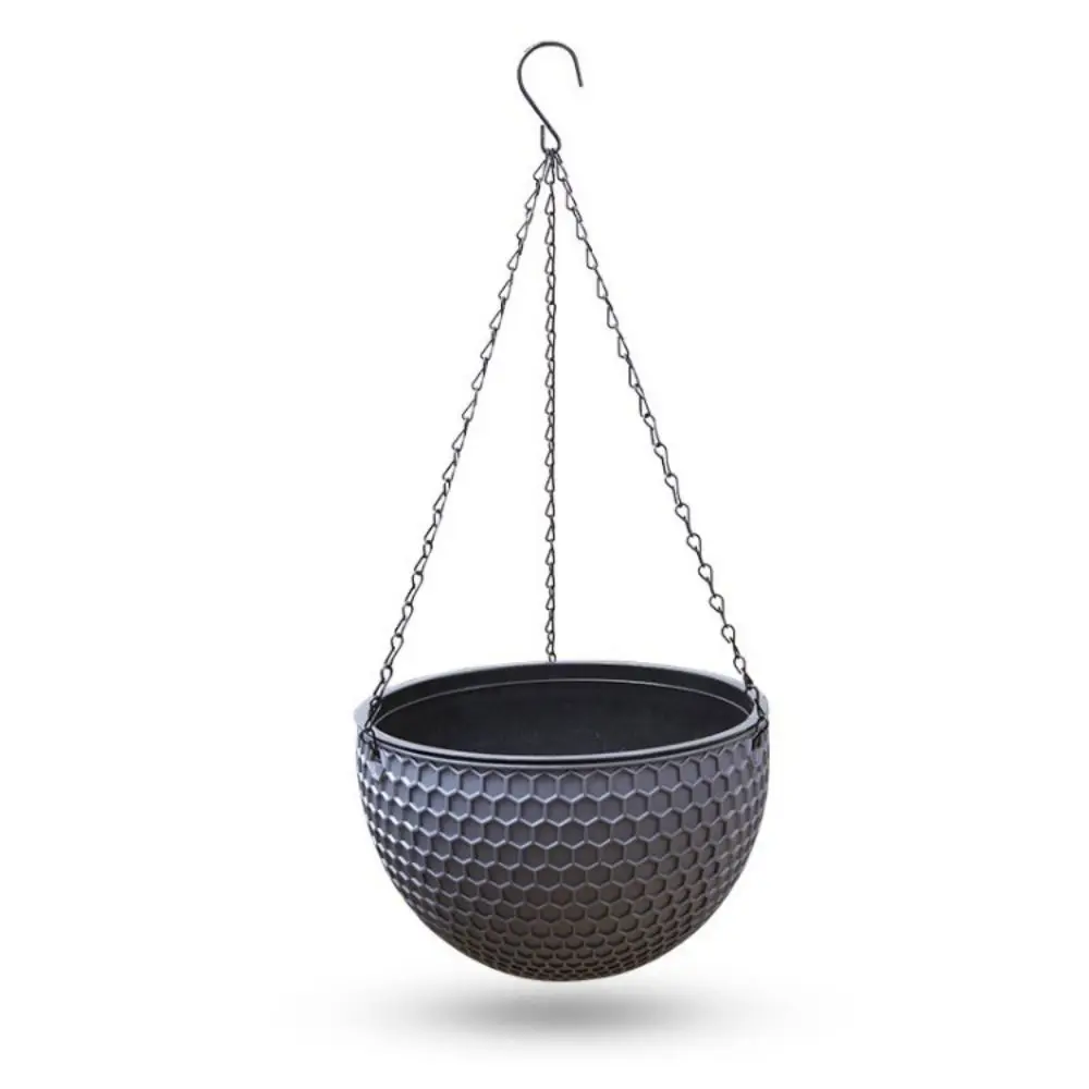 Plastic Imitatie Weven Bloempot Zelfabsorberende Outdoor Hydrocultuur Bloempot Tuindecoratie Hangende Bloemenmand: Licht Geel