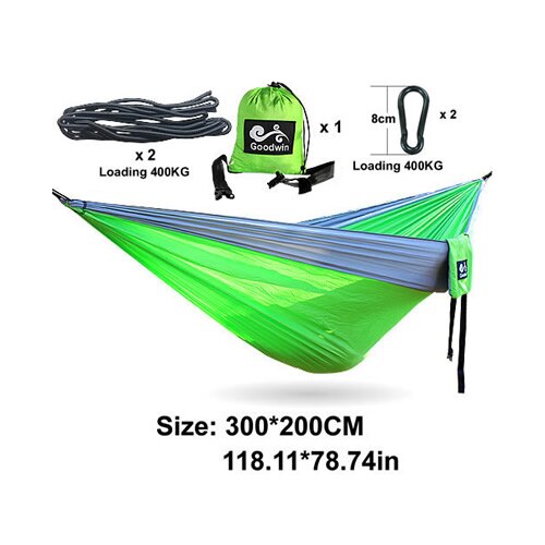 Podwójne 200*300CM hamak ogrodowy podwójny ogród kemping huśtawka drzewo łóżko przenośne dorosłych dzieci na zewnątrz łóżko 2 pasy 2 karabinek: 11