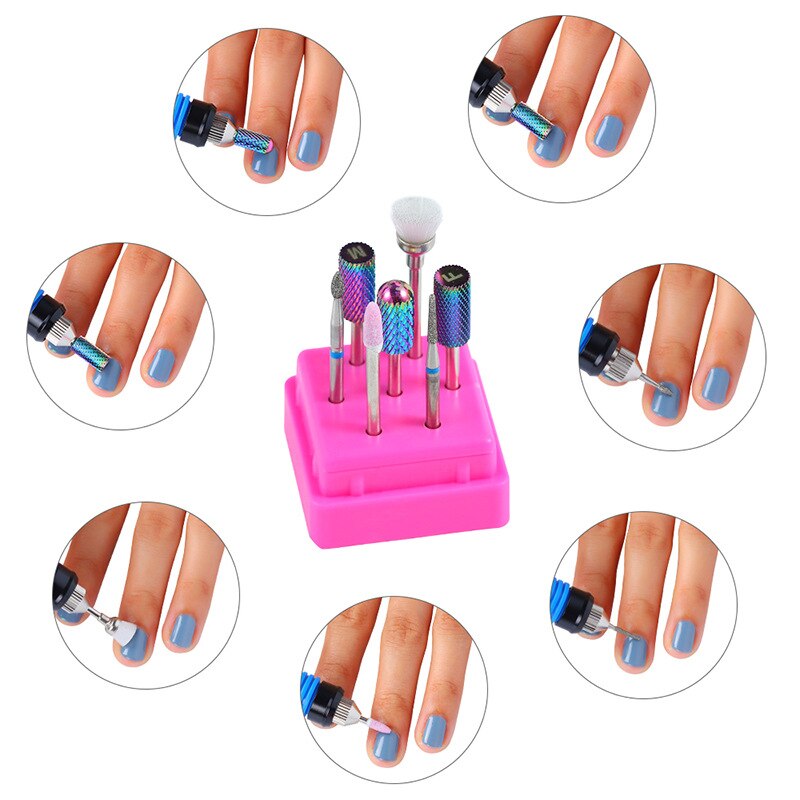 Juego de brocas para uñas, juego de brocas de cerámica con diamantes de 2,35mm para máquina de manicura, juego de brocas de cerámica para uñas, 7 Uds.