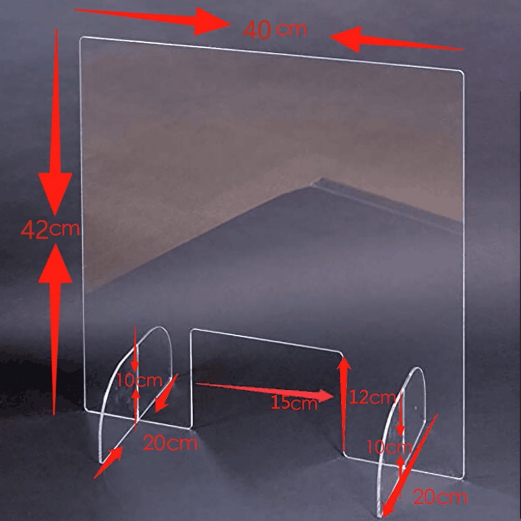 Acrylic Sneeze Guard Shield Clear Perfection Reception Side Counter Sprayed UV Cut Transparent Protection Screens 400x420mm