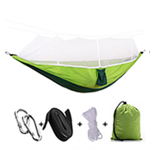 Hamaca portátil con mosquitera para acampar, tienda impermeable con mosca de lluvia, lona, doble, ligera, de nailon, para exteriores: green -white net