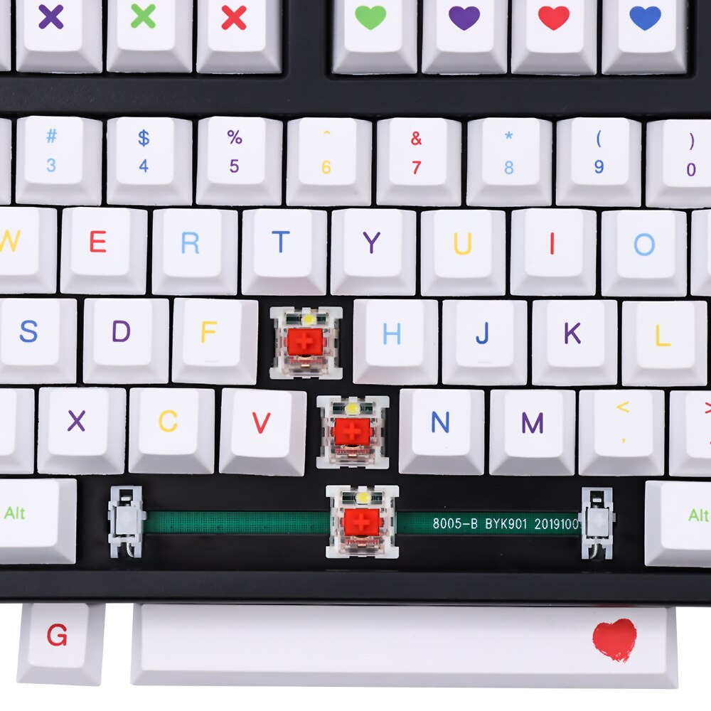 Color pen mechanical keyboard keycap for 61/64/68/84/87/96/980/104/108 Cherry height PBT simple white keyboard cap