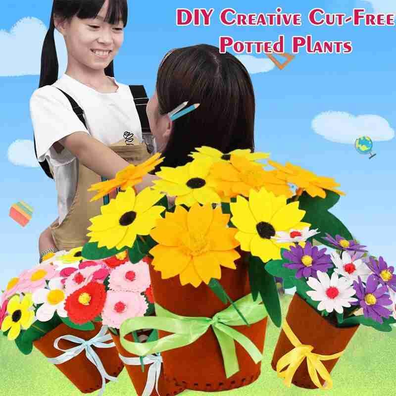 Handmade DIY Potted Bouquet Material Package Crafts Kids Simulation Sewing Potted Kindergarten Children's Toys Mother's Day