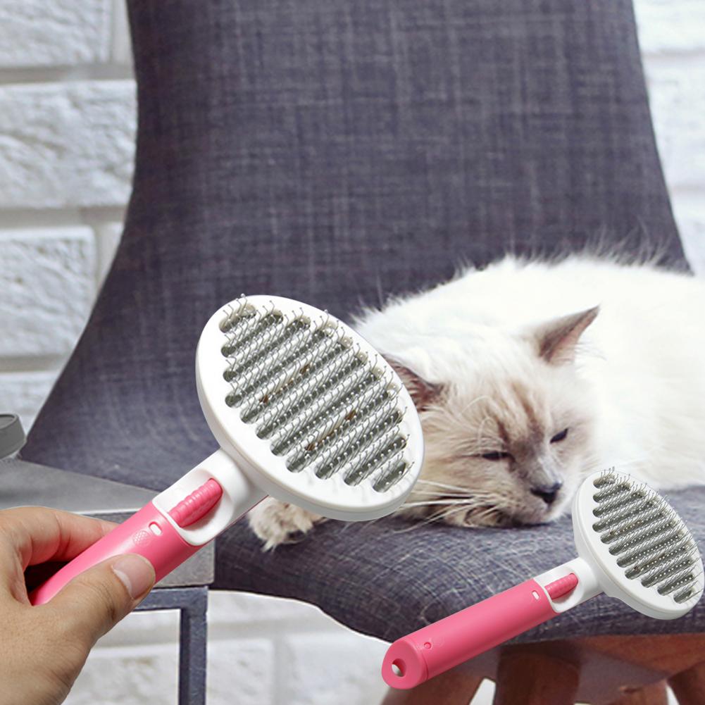 Brosse de Massage en acier inoxydable pour animaux de compagnie, peigne incliné, dents, facile à utiliser, brosse de toilettage pour chat