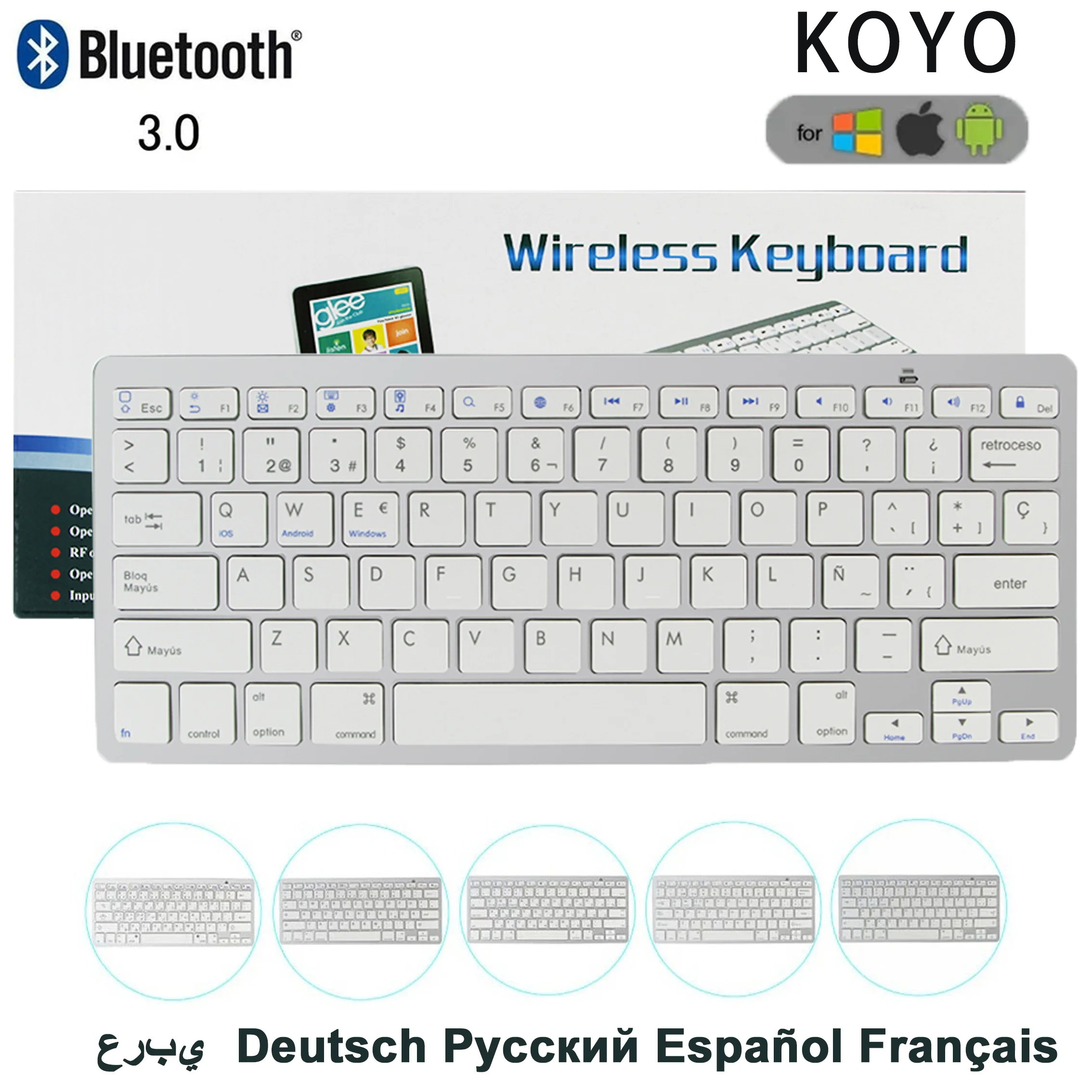 Russisch spanisch arabisch koreanisch neue tragbare drahtlose Bluetooth 3,0 Tastatur für iPad Tablette Telefon PC Android iOS Fenster-System