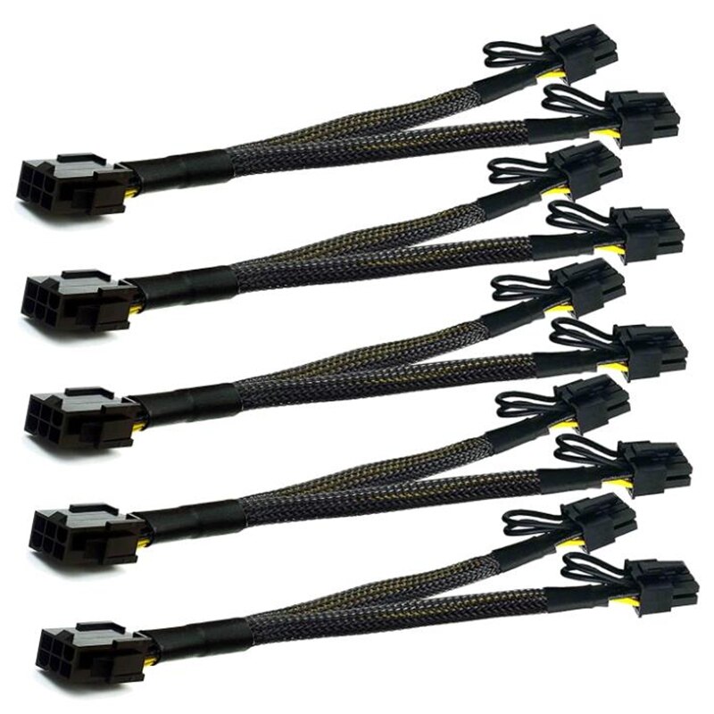 PCI-E 6 Pin to Dual 8 Pin (6+2) Graphics Card PCI Express Power Adapter GPU VGA Y-Splitter Extension Mining Cable
