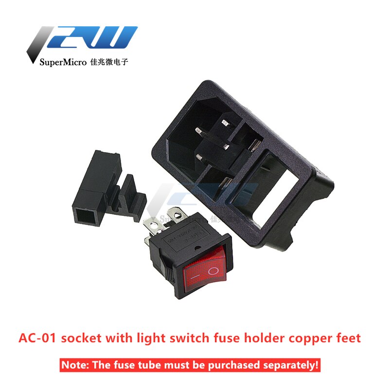 Input connector 10A 250VAC 3pin iec320 C14 power plug with red light rocker switch 10A male/female connectorAC-01/02/03/04/05/06: AC-01