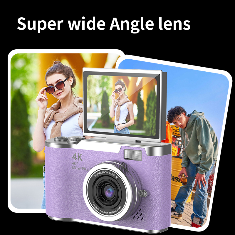 Cámara Digital 4K HD 48MP cámara de fotografía videocámara pantalla de 2,4 "cámaras recargables enfoque automático Vlogging cámaras compactas