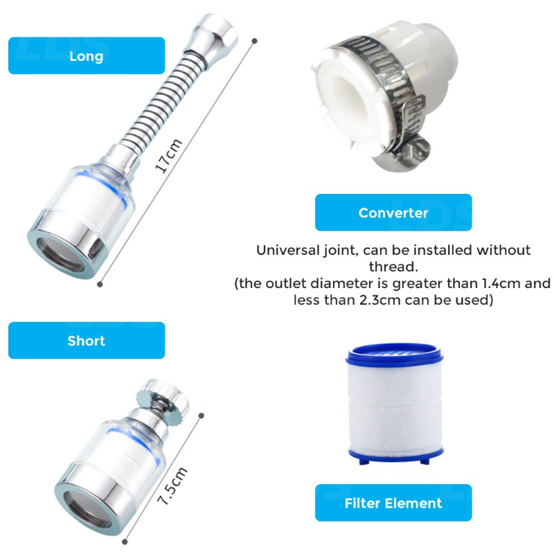 Kitchen Faucet Water Tap Filter bubbler filter for Hard Water Bath Filtration Purifier Remove Chlorine Heavy Metal Filtered