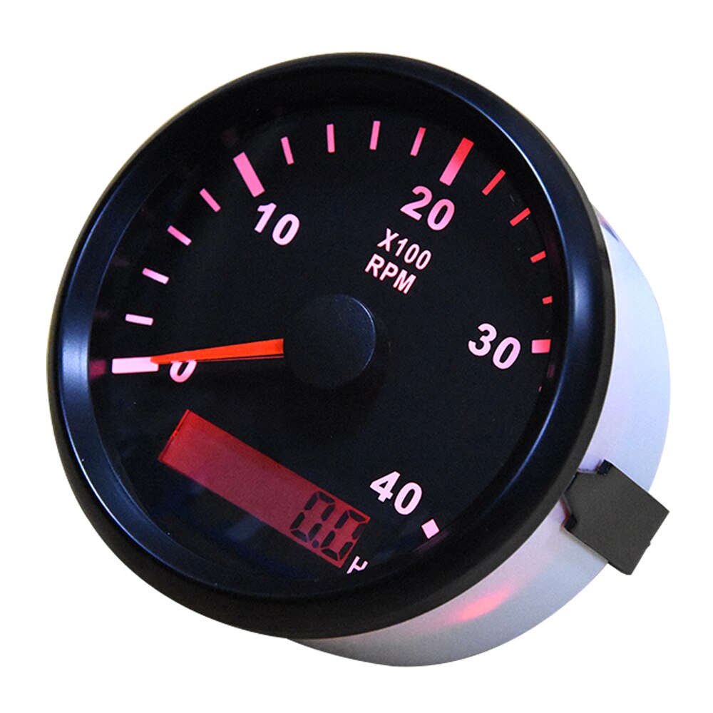 85mm Digital Tachometer Car Boat Marine Tacho Meter with LCD Hourmeter 4000RPM Meter Marine Tachometer Red Backlight 12V 24V