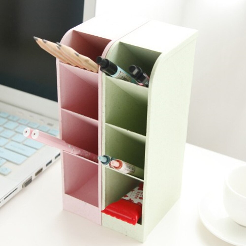 Multi-function 4 Grid Desktop Pen Holder Office School Storage Case Can Stand Rectangular Finishing Box