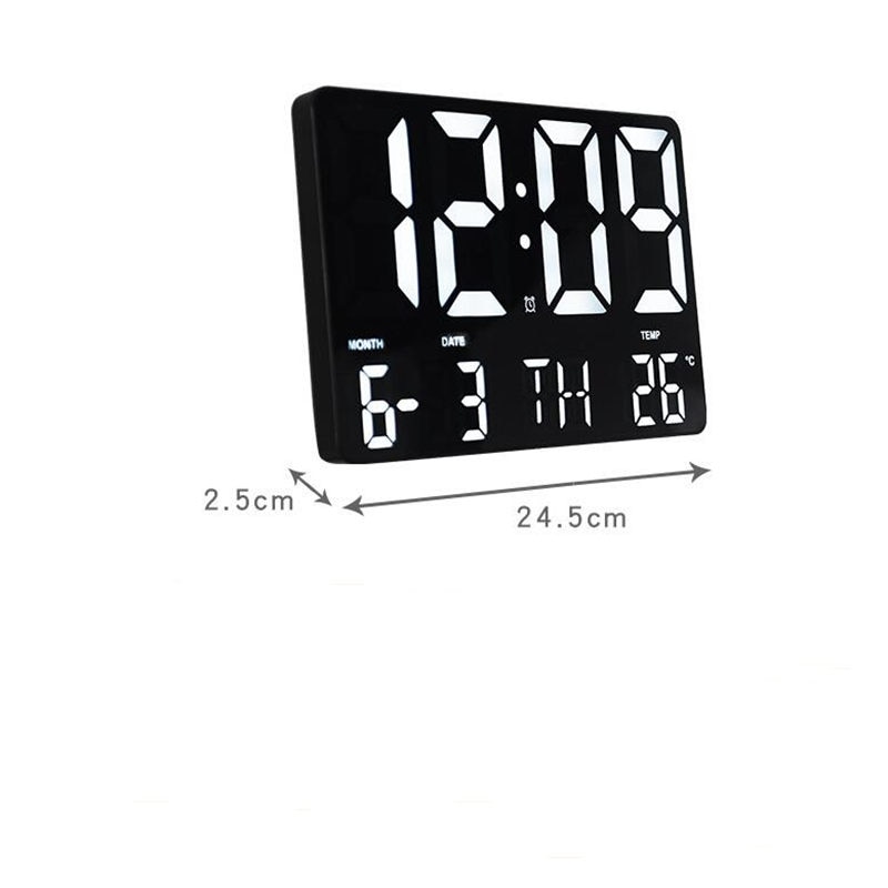 Remote Control Large Electronic Wall Clock Light Sensing Temp Date Power Off Memory Table Clock Wall-mounted Digital LED Clocks