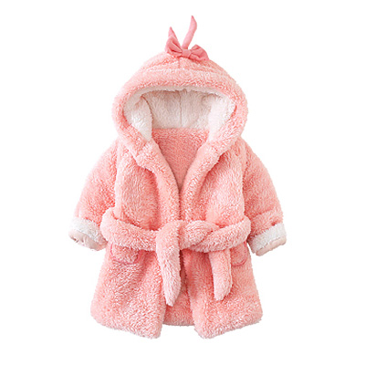 Søde børn småbørn baby piger flannel pink hætte badekåbe børn nattøj sløjfe badekåber natkåbe pyjamas.børnetøj: Xl højde 125-135cm
