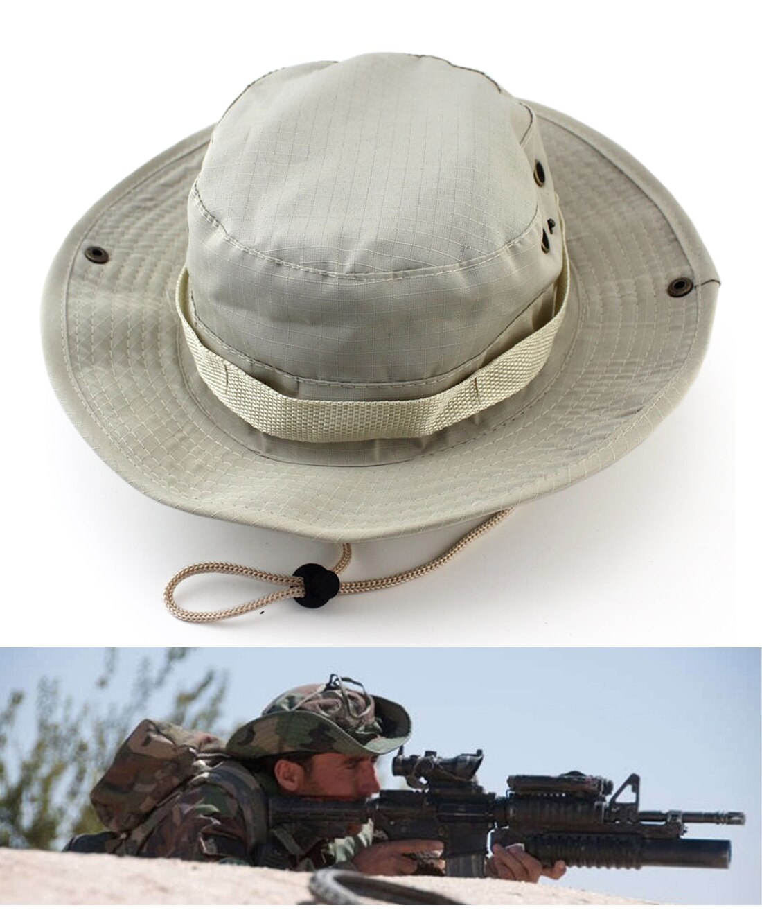 Gorros Boonie de arbusto al aire libre, gorro de pesca de camuflaje de la jungla: 3