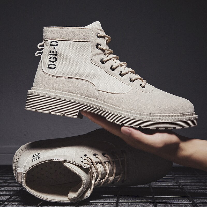 men casual shoes hip hop pu leather Desert boots Locomotive boots Outdoor sports travel shoes