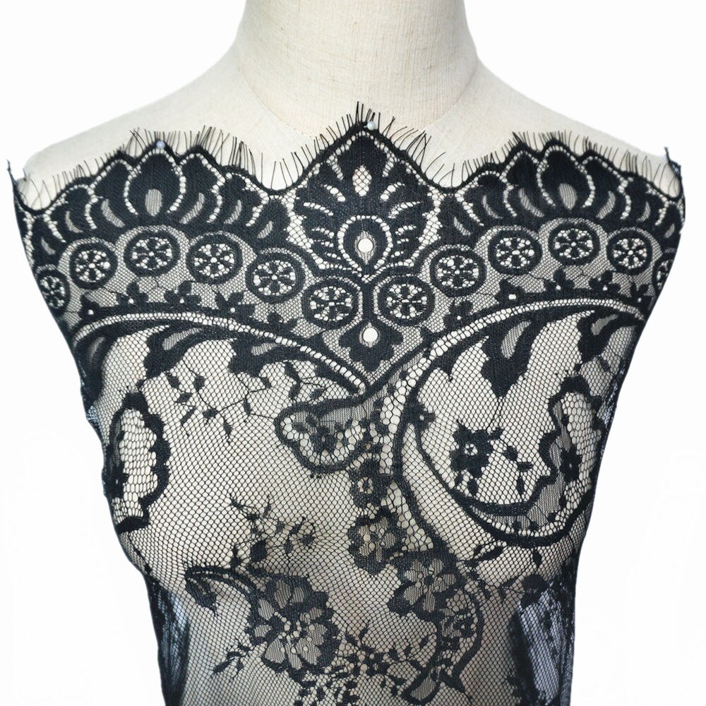 Branco preto tecido de renda pano padrão flor bordado vestido de casamento apliques malha trims costurar no remendo para vestido decoração diy