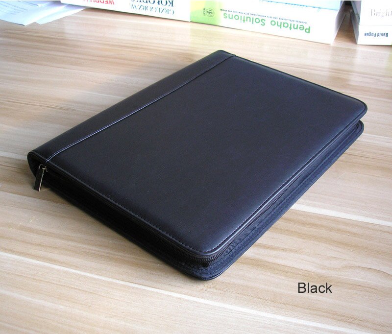 A4 erweitert dateiordner organizer reißverschluss dokumentenmappe für ipad Portfolio padfolio mit notizblock Notizbuch stiftschlaufe Halfter 1311: Schwarz
