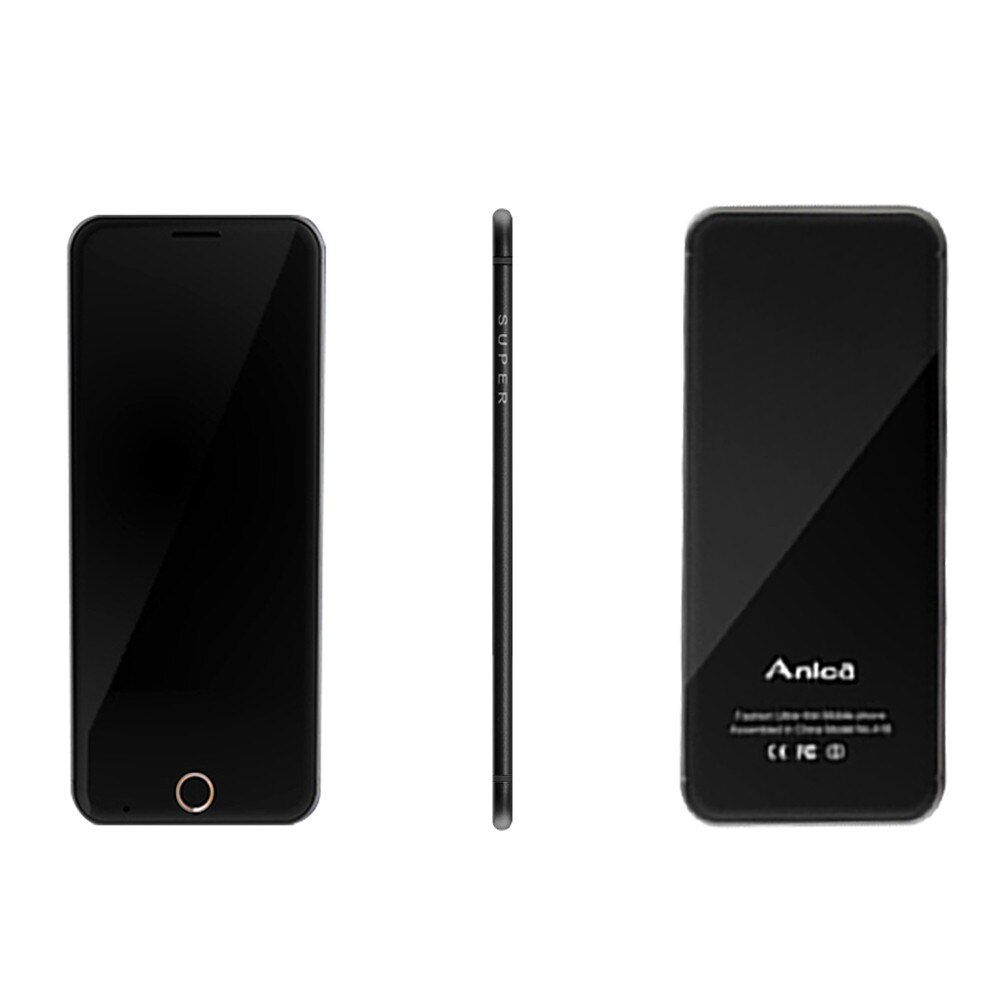 Anica A16 Mini Cell Phones, 1.54" Credit Card Size Bluetooth Dialer mini Celular Fone, Dual SIM big Sound Music Telefone Celular: Add 16GB TF Card / Black