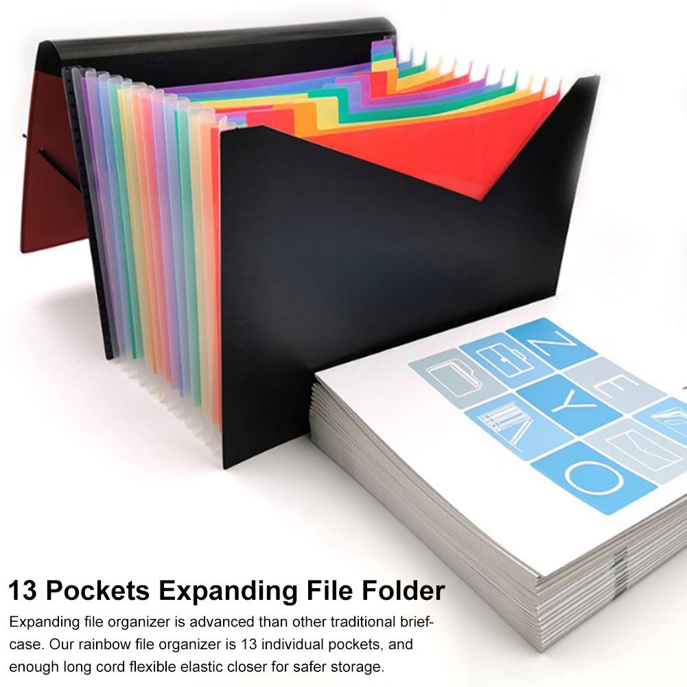 13 Pockets Document Organizer Expanding File Folder A4 Size File Document Organizer Holder Business Office Supplies