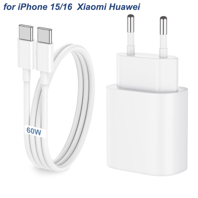 PD 35W tipo C Cable de cargador rápido para iPhone 16 15 14 13 Pro Max adaptador de cargador para iPad cargadores de pared con enchufe de la UE 1m 2m: Negro / DE