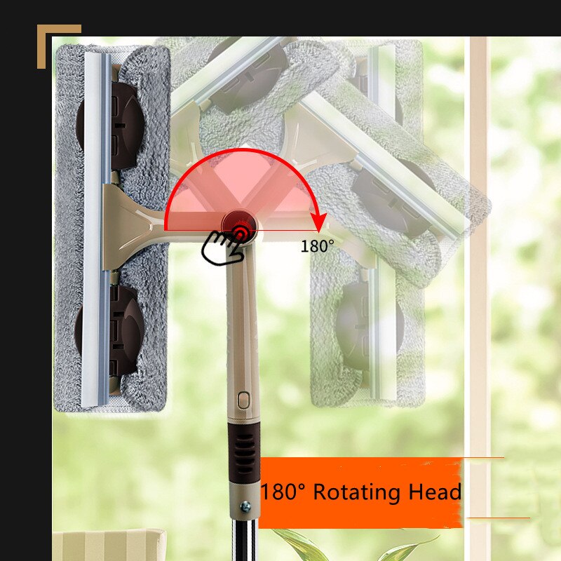 Glas Reinigung Werkzeug doppelseitige Teleskop Stange Fenster Reiniger Mopp Rakel Wischer Lange Griff Rotierenden Kopf Pinsel