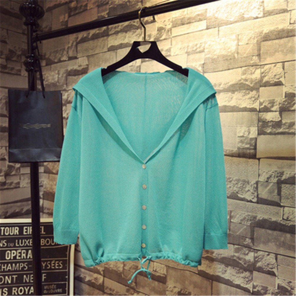 Cardigan com capuz fino, feminino, primavera/verão, laço, decote em v, design curto, solto, capa, outerwear