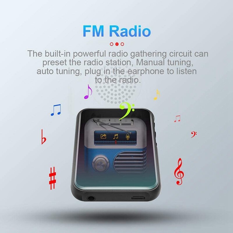Mp3- afspiller med bluetooth-musikafspiller hi-fi stereo mini-afspiller bærbar e-bog-læser slank  mp4- afspiller