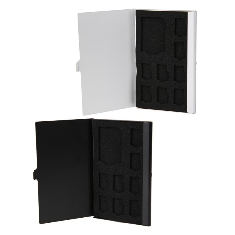 Monolaag Aluminium 1SD + 8TF Micro SD Kaarten Pin StorageBox Case Houder