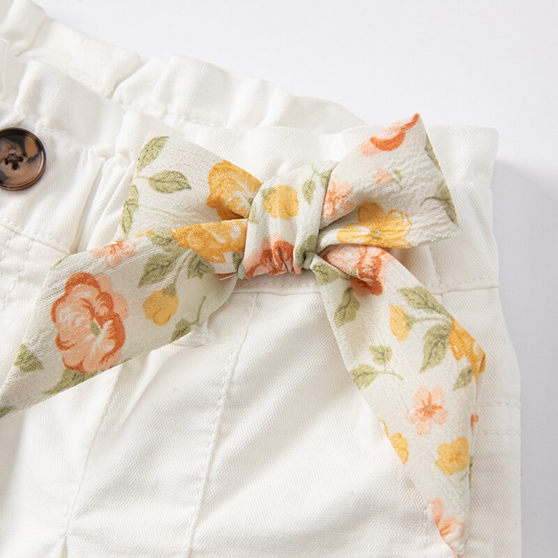 • Dave bella estate 5Y-13Y bambini ragazze moda fiocco tasche solide pantaloni boutique per bambini pantaloni casual al polpaccio