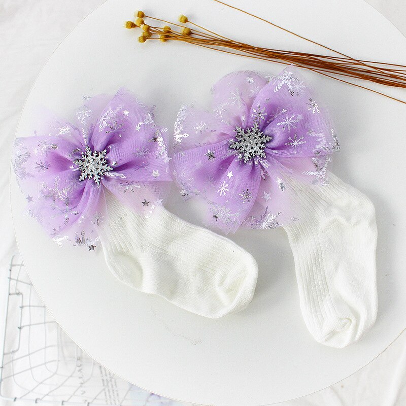 Kinderen Zuivere Katoenen Sokken Meisjes Boog Lente Herfst Prinses Sokken 0-10 Jaar Oud Koreaanse Versie Hoge Top baby Sokken: White Socks / 4 to 6 Year