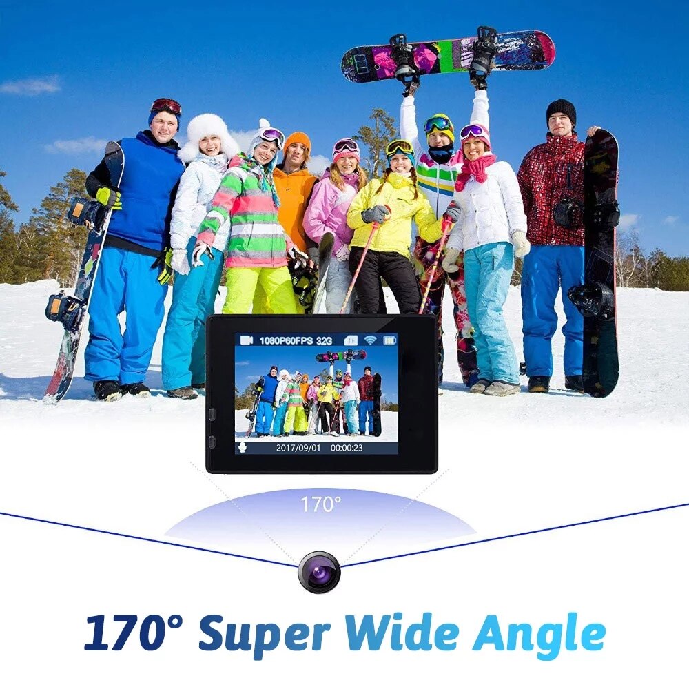 Ultra HD 4k 25fps Outdoor Camera WIFI2.0 170 Underwater Waterproof Helmet Video Recording Camera Extreme Sports Camcorder