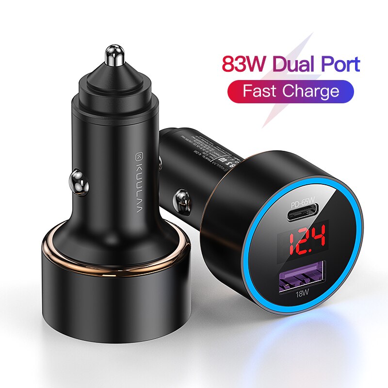 KUULAA 83W ładowarka samochodowa USB typ C podwójny Port PD QC szybkie ładowanie do laptopa przezroczysta ładowarka samochodowa do telefonu iPhone Samsung: Default Title