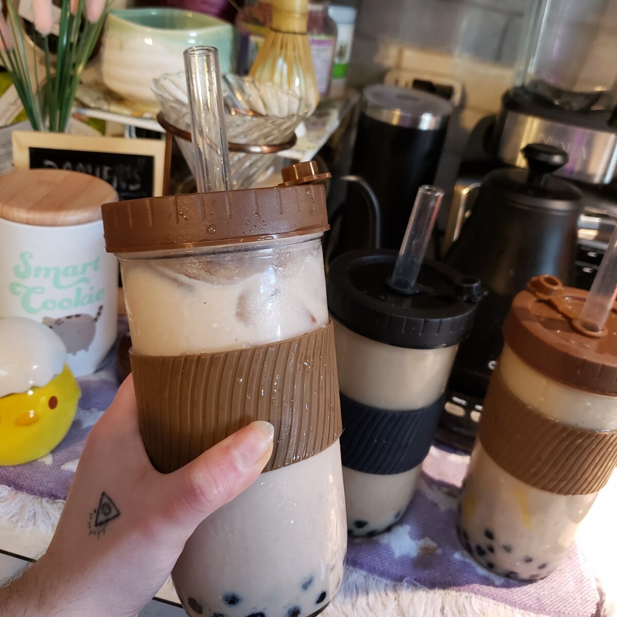 14mm extra breda sugrör i glas återanvändbara bubbel te sugrör dricksrör för boba smoothie juice miljövänligt stort sugrör