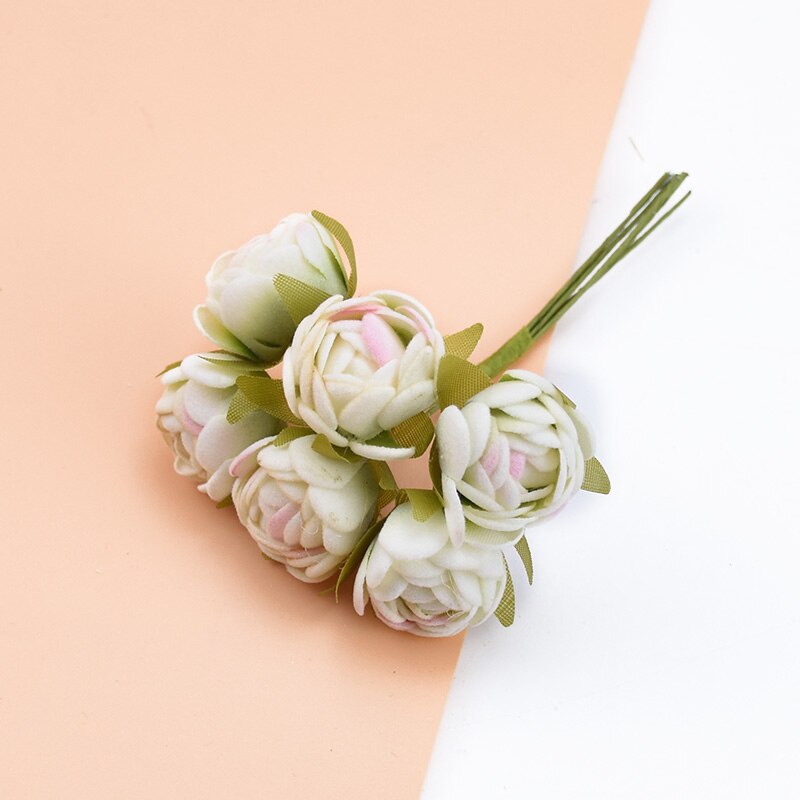 6 stk silke te knopper roser vaser til hjemmeinnredning julekrans gjør-det-selv-boks bryllup dekorative blomster kunstige blomster billig: 4