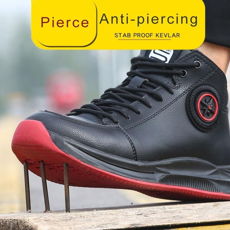 Werkschoenen met stalen neus hoge veterschoen platform veiligheidsschoenen onverwoestbaar anti-inslag lekvrije beschermende schoen