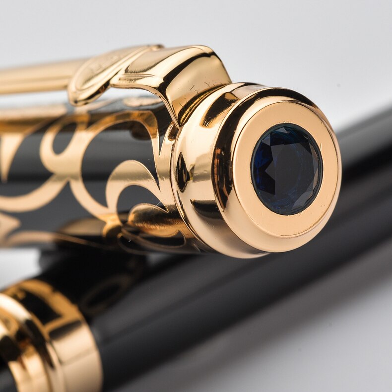 2pcs/lot Duke Luxury Gold 0.5MM Fountain Pen + 0.7mm Roller Ball Pen for Lovers Pens Christmas