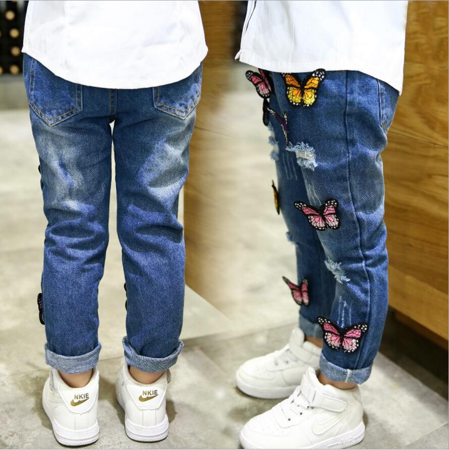 Pantalones vaqueros con agujeros rotos para niñas, ropa de , primavera y otoño