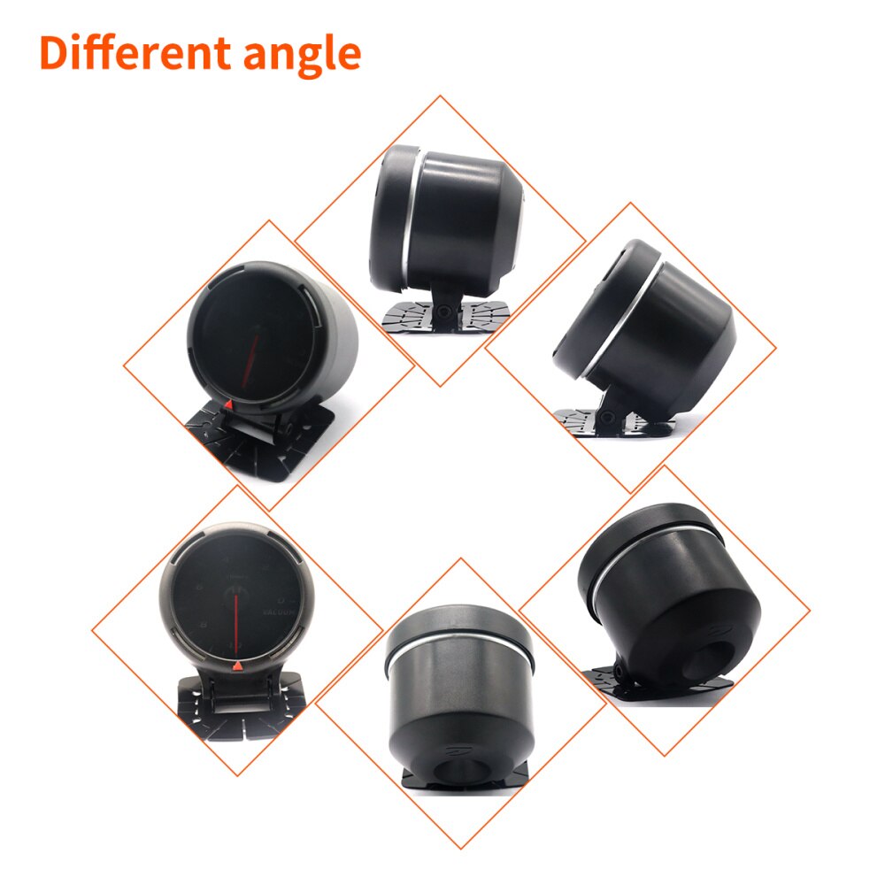 Modified Auto Car Instrument 12V 64 Color Backlight Adjustable 100KPa Vacuum Gauge Car Meter with Sensor (Black)