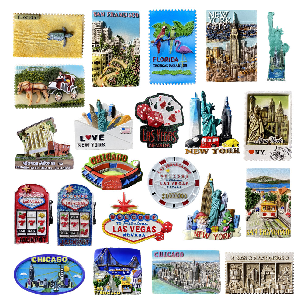 North America USA York Florida Las Vegas San Francisco Chicago Fridge Magnets Tourism Souvenir Refrigerator Magnetic