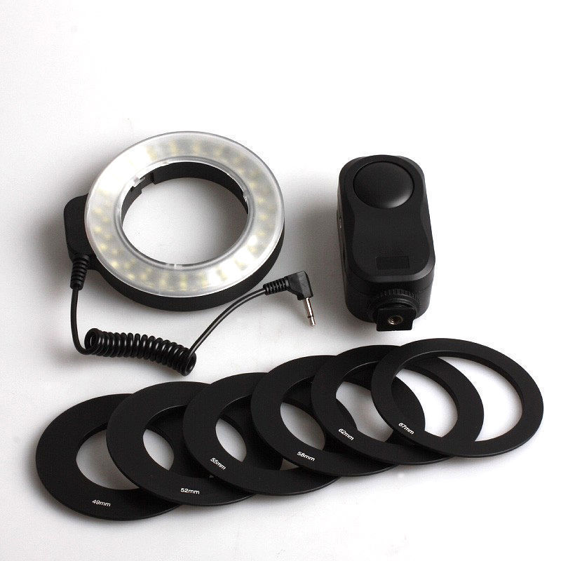 WanSen W48 LED Macro Ring Video Lamp voor Canon 60D 7D 6D 5D 5D3 70D 600D 650D 550D Nikon D800 D600 D7100 D5100 D5200